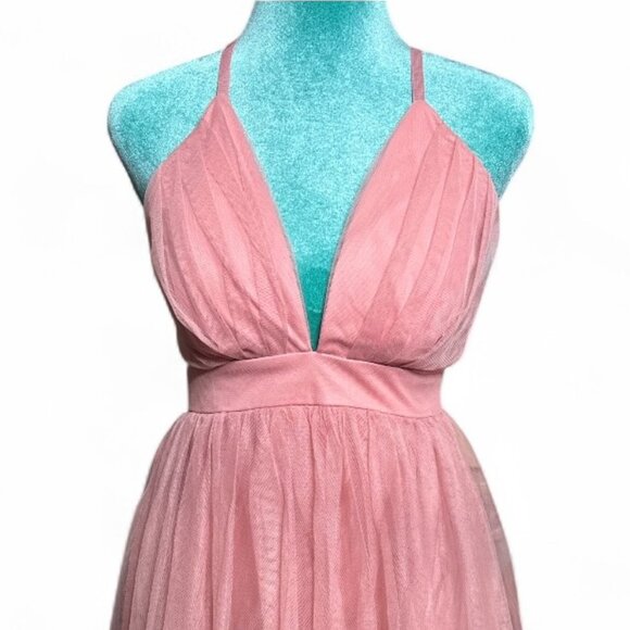 Haute Monde Pink Spaghetti Strap Tulle Dress - Picture 2 of 5